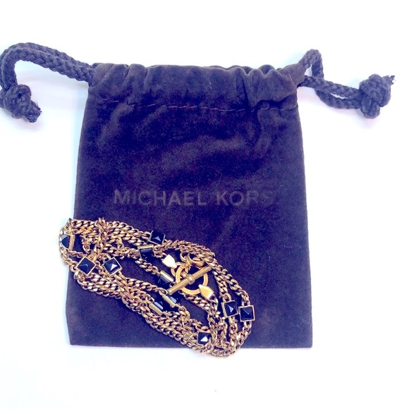 Michael Kors Gold Chain Necklace With Black Studs - Picture 5 of 5
